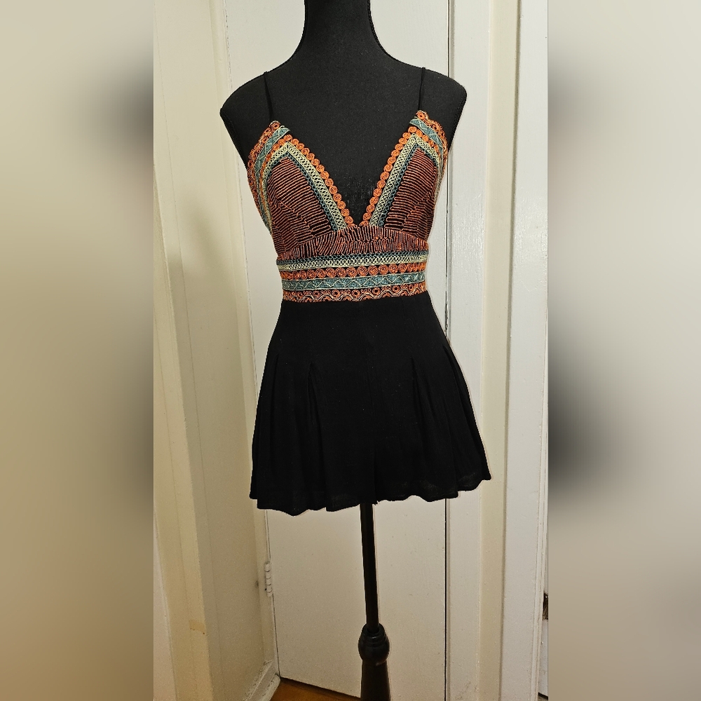 Black Dress with Colorful Embroidery